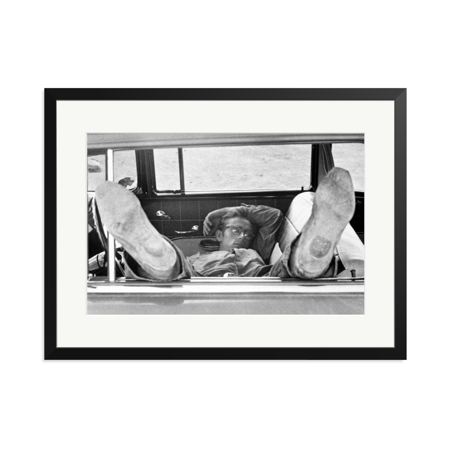 James Dean 'Chilling in The Car' Framed Print
