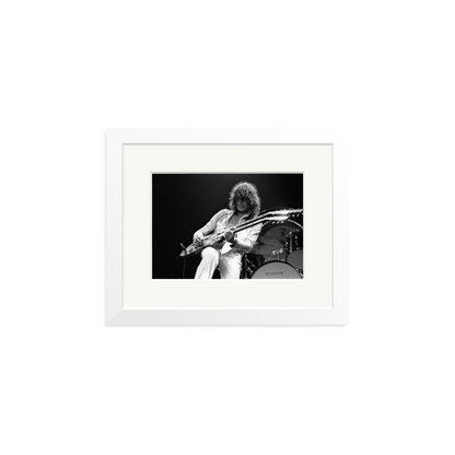 Jimmy Page playing on tour 1977 Framed Print White Small