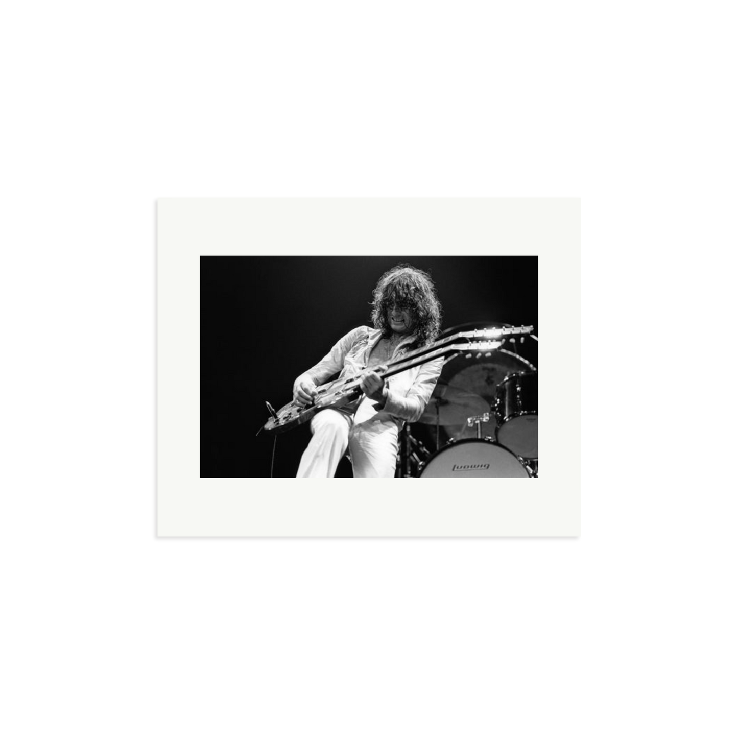 Jimmy Page playing on tour 1977 Framed Print