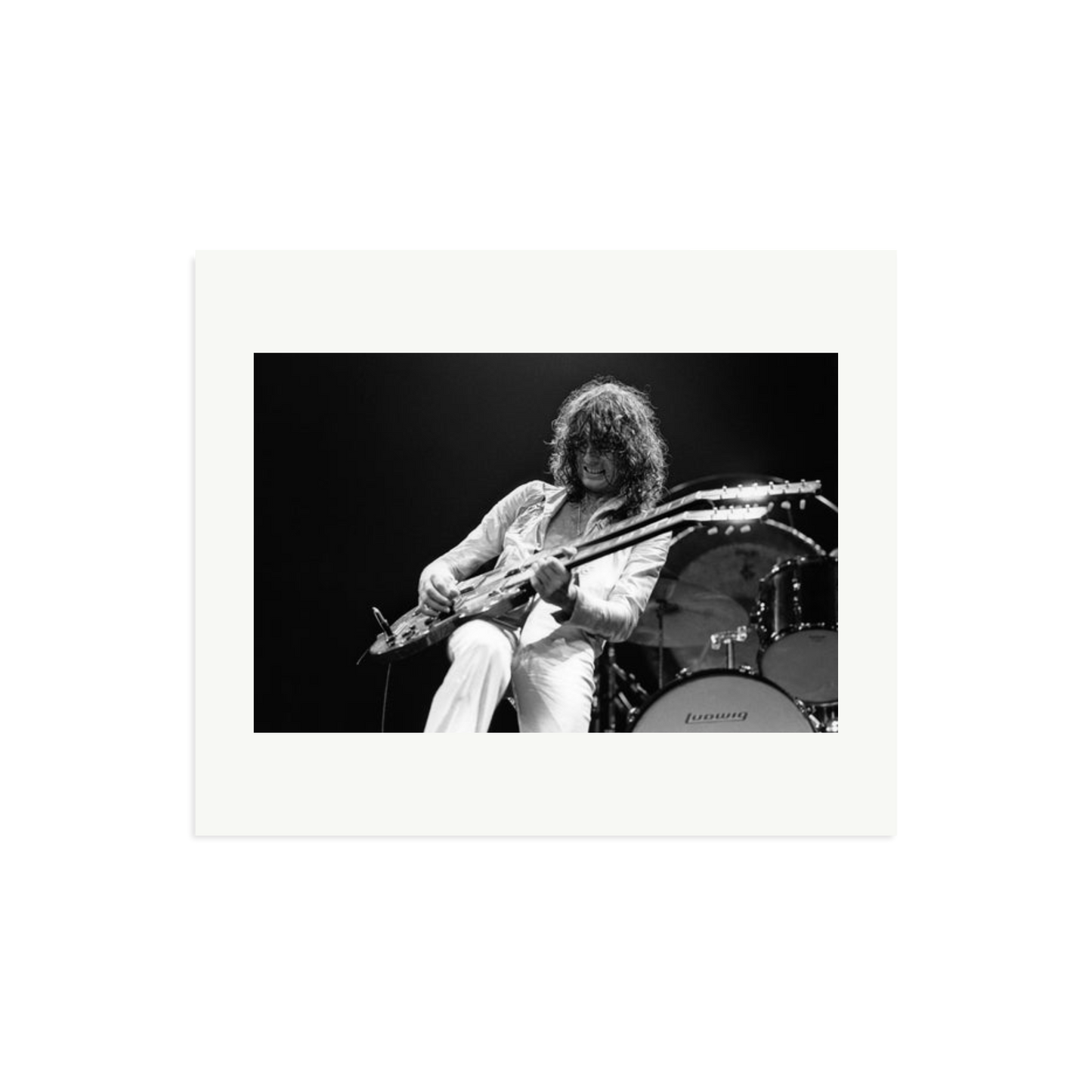 Jimmy Page playing on tour 1977 Framed Print