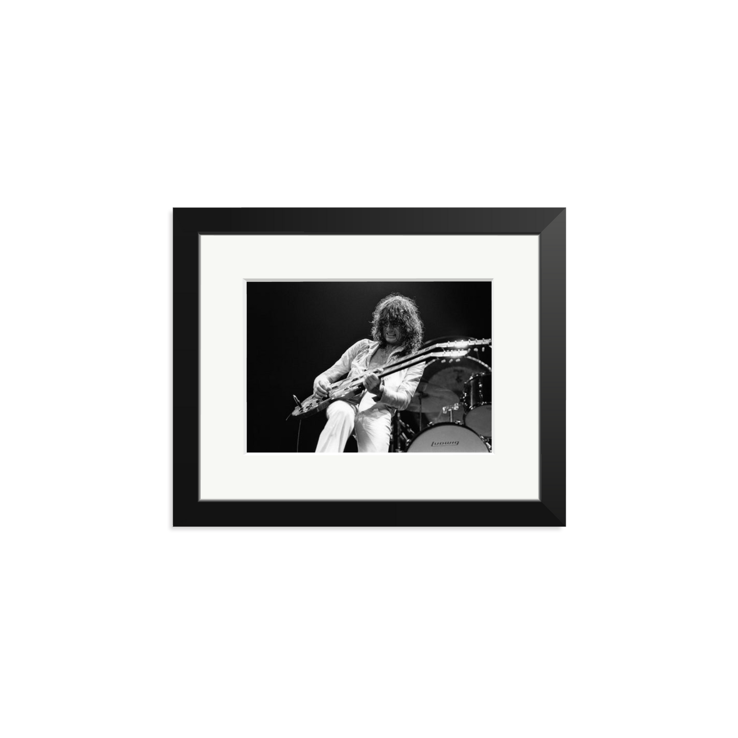 Jimmy Page playing on tour 1977 Framed Print