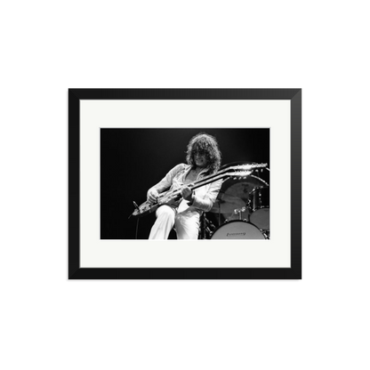 Jimmy Page playing on tour 1977 Framed Print Black Medium
