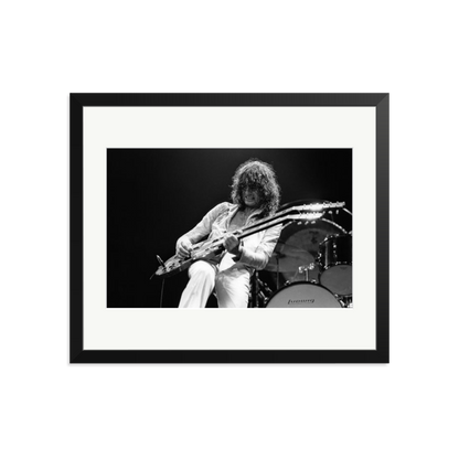 Jimmy Page playing on tour 1977 Framed Print Black Large