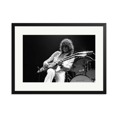 Jimmy Page playing on tour 1977 Framed Print Black XL