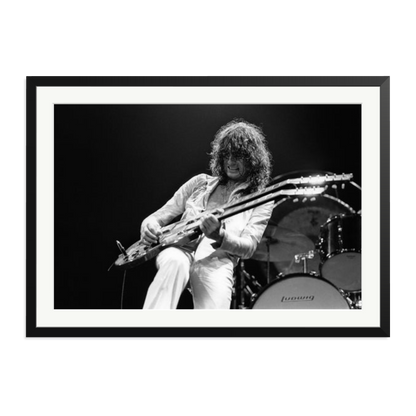 Jimmy Page playing on tour 1977 Framed Print Black XXL