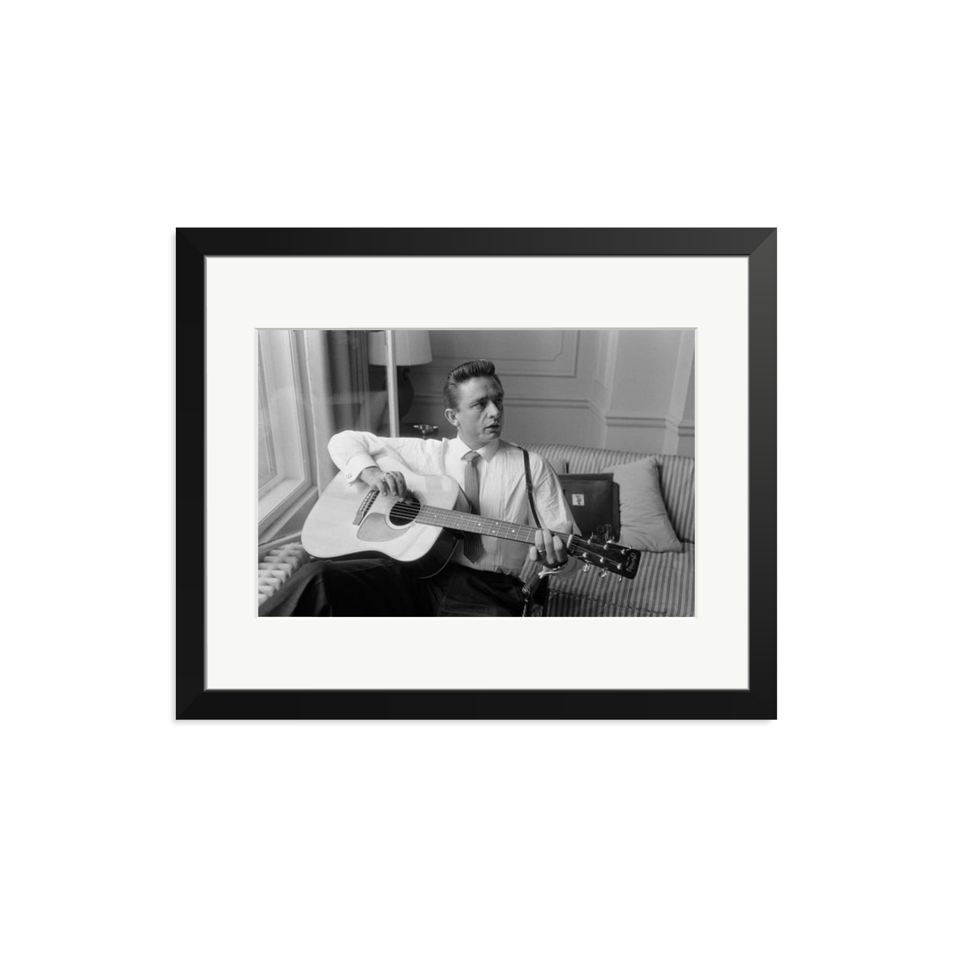 Johnny Cash at the Savoy Hotel Framed Print Black Medium