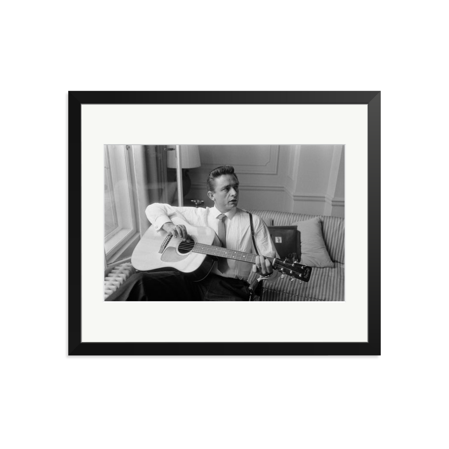 Johnny Cash at the Savoy Hotel Framed Print Black Large