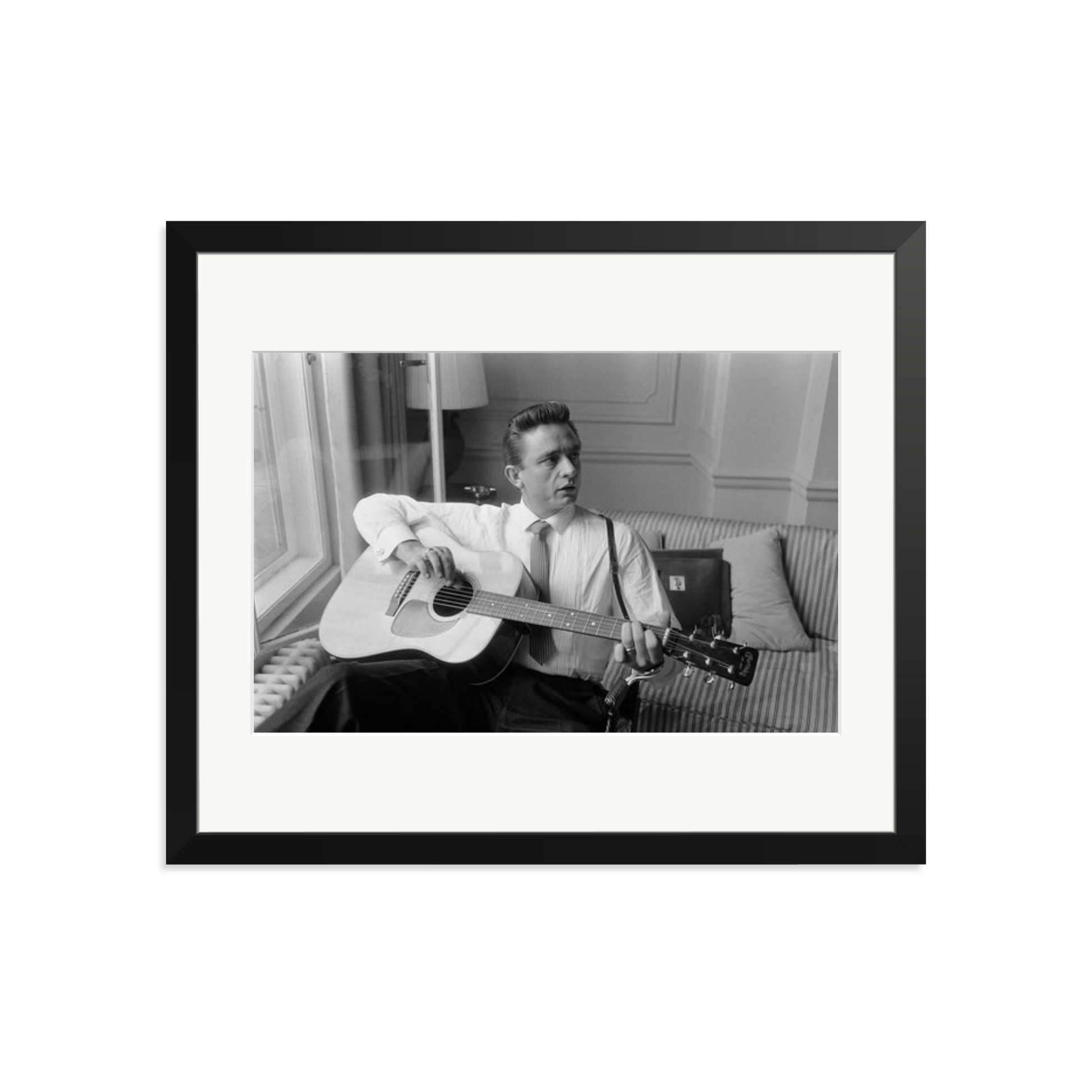 Johnny Cash at the Savoy Hotel Framed Print Black Large