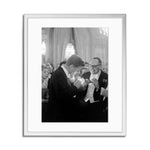 Kennedy in Paris Framed Print - White