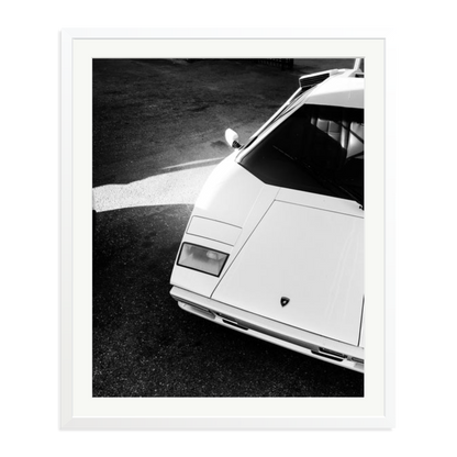 Lamborghini Countach in LA Framed Print White XXL