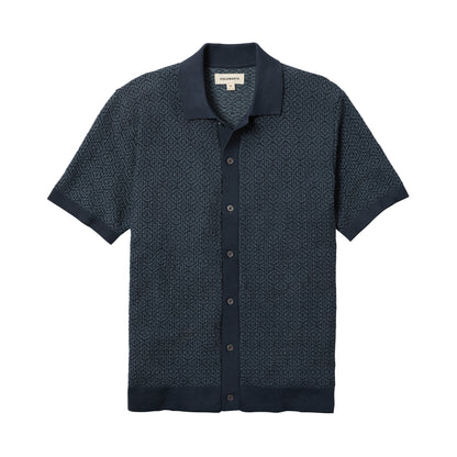 Line of Trade Jacquard Button Front Polo Navy
