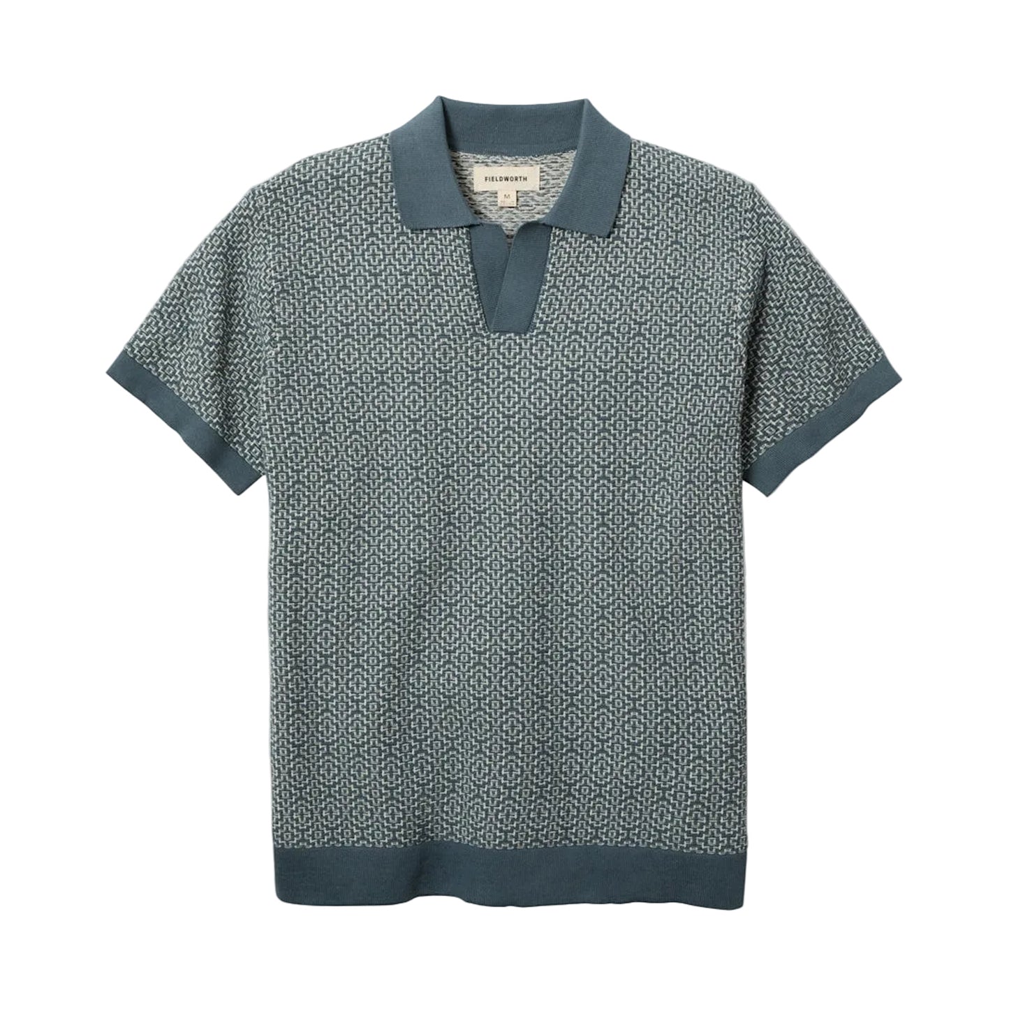 Fieldworth Jacquard Johnny Collar Polo Stone Blue