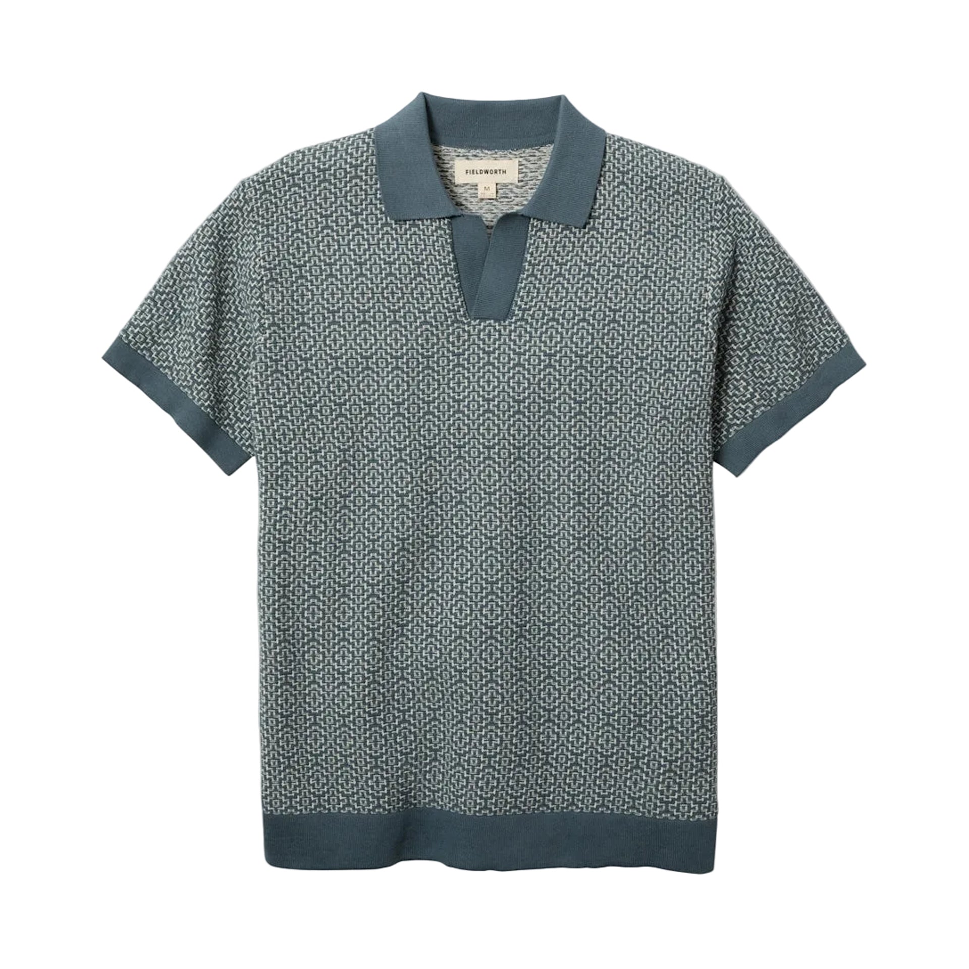 Fieldworth Jacquard Johnny Collar Polo Stone Blue