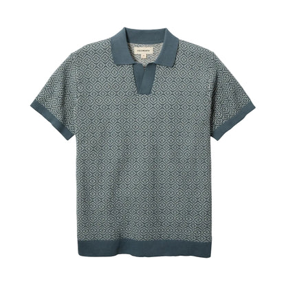 Fieldworth Jacquard Johnny Collar Polo Stone Blue