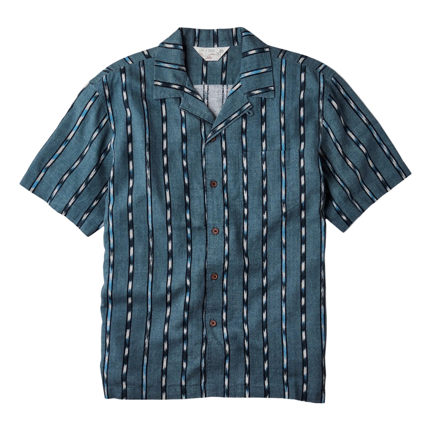 Line of Trade Breeze Camp Shirt Ikat Blue Stripe