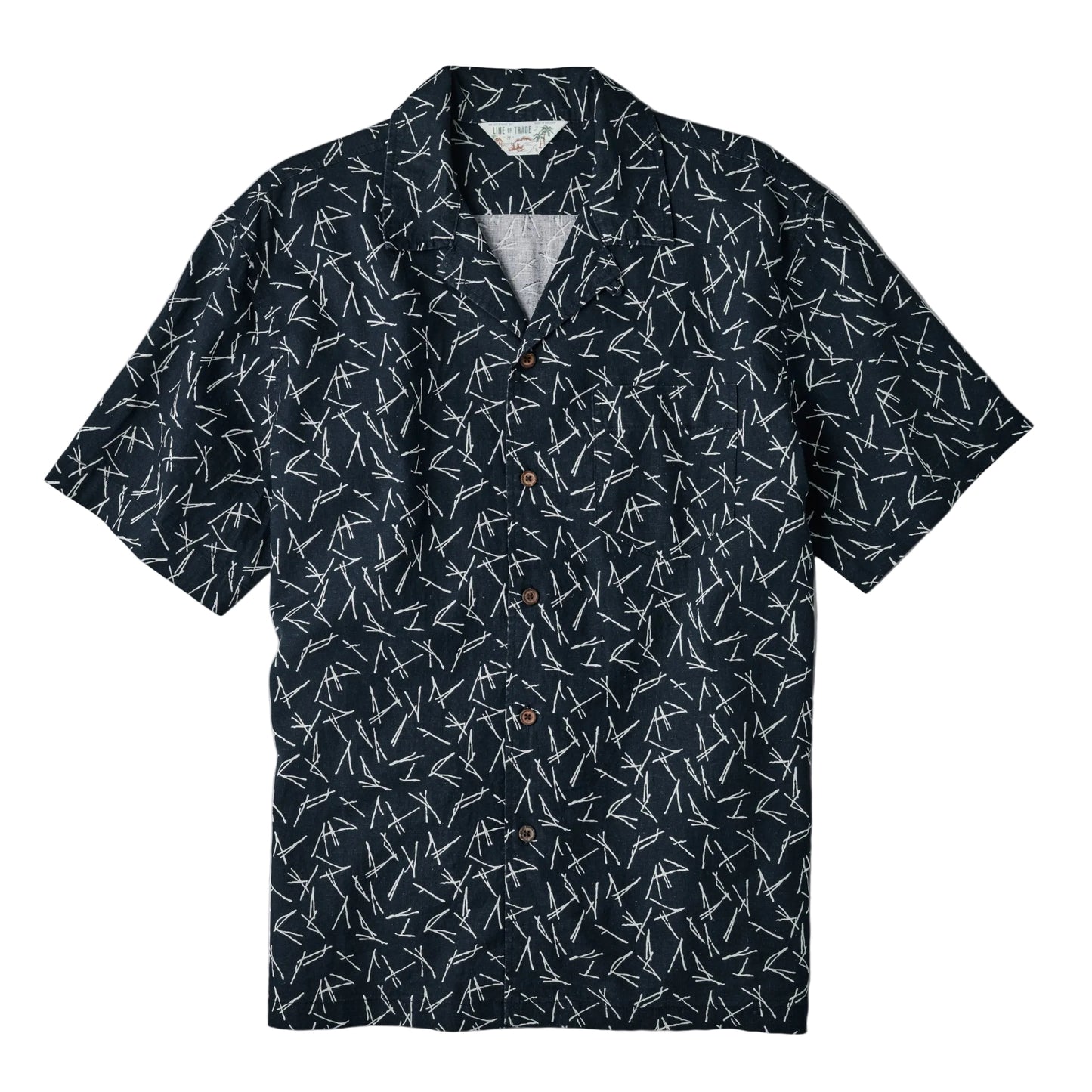 Line of Trade Breeze Camp Shirt Navy Pine Needle