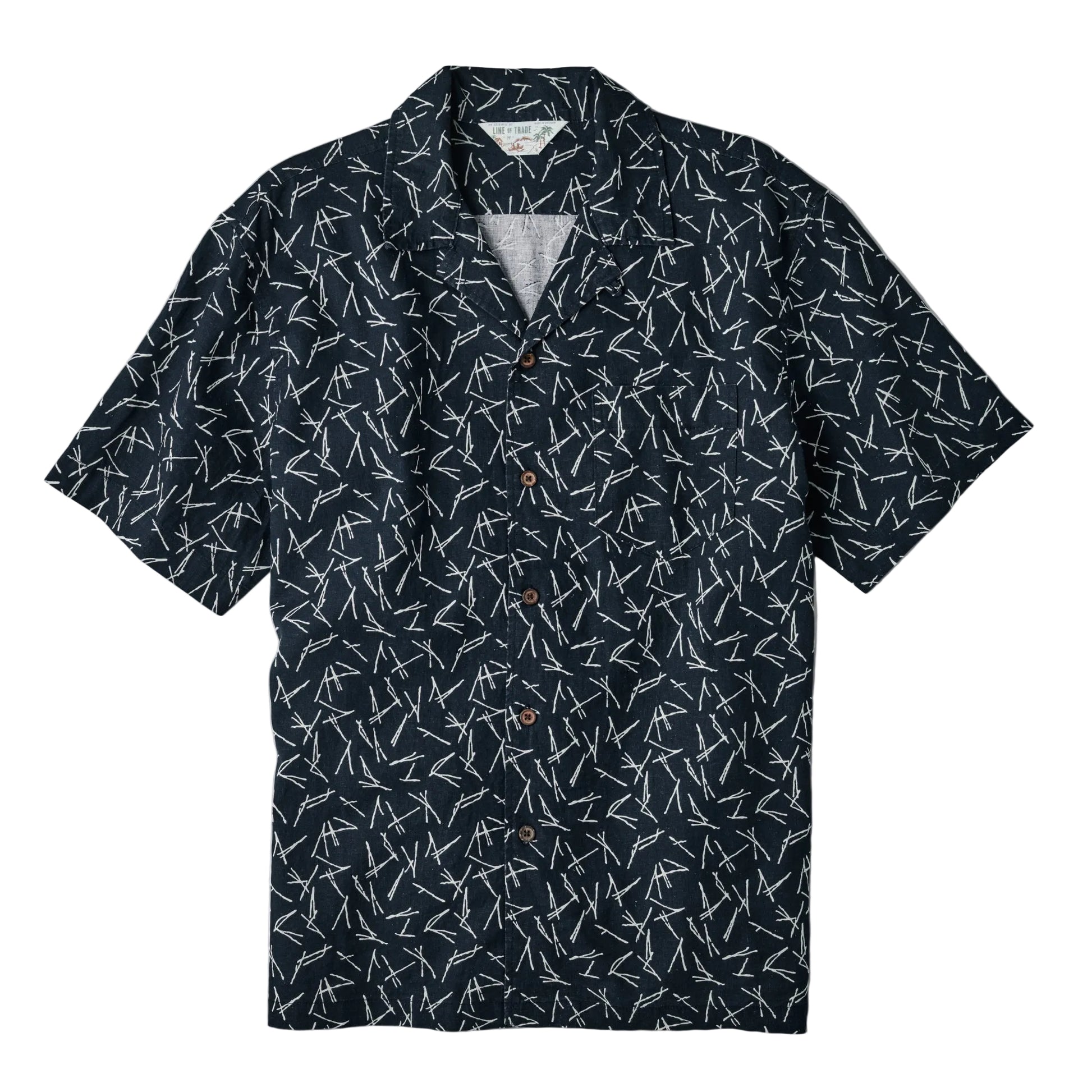 Line of Trade Breeze Camp Shirt Navy Pine Needle