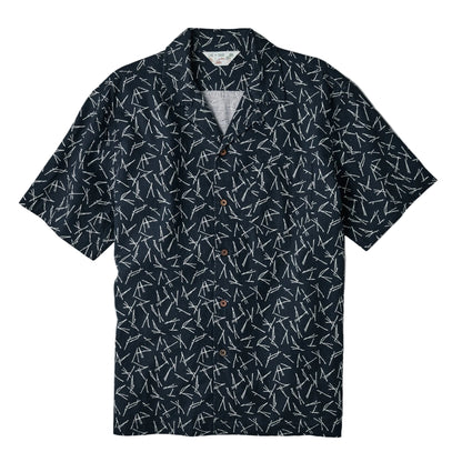 Line of Trade Breeze Camp Shirt Navy Pine Needle