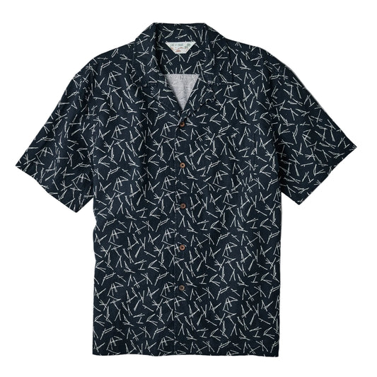 Line of Trade Breeze Camp Shirt Navy Pine Needle
