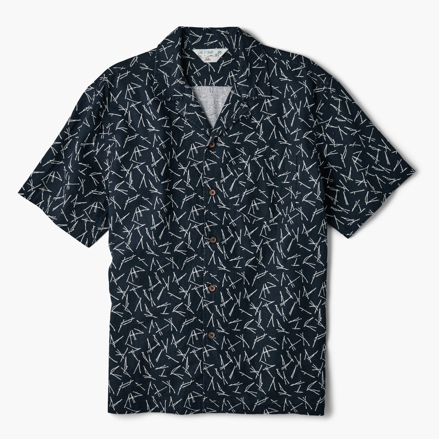 Line of Trade Breeze Camp Shirt Navy Pine Needle
