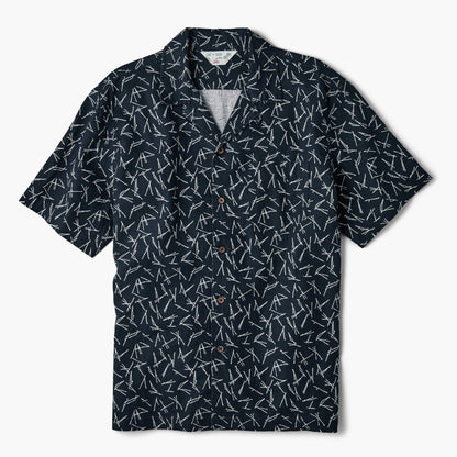 Line of Trade Breeze Camp Shirt Navy Pine Needle