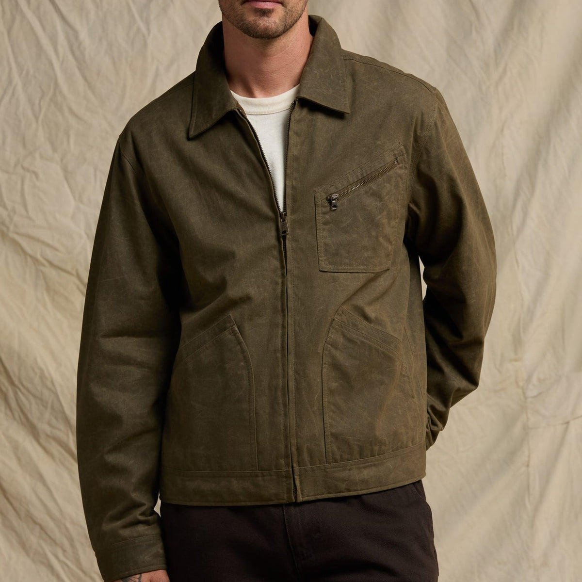 Line of Trade Waxed Zip Trucker Jacket