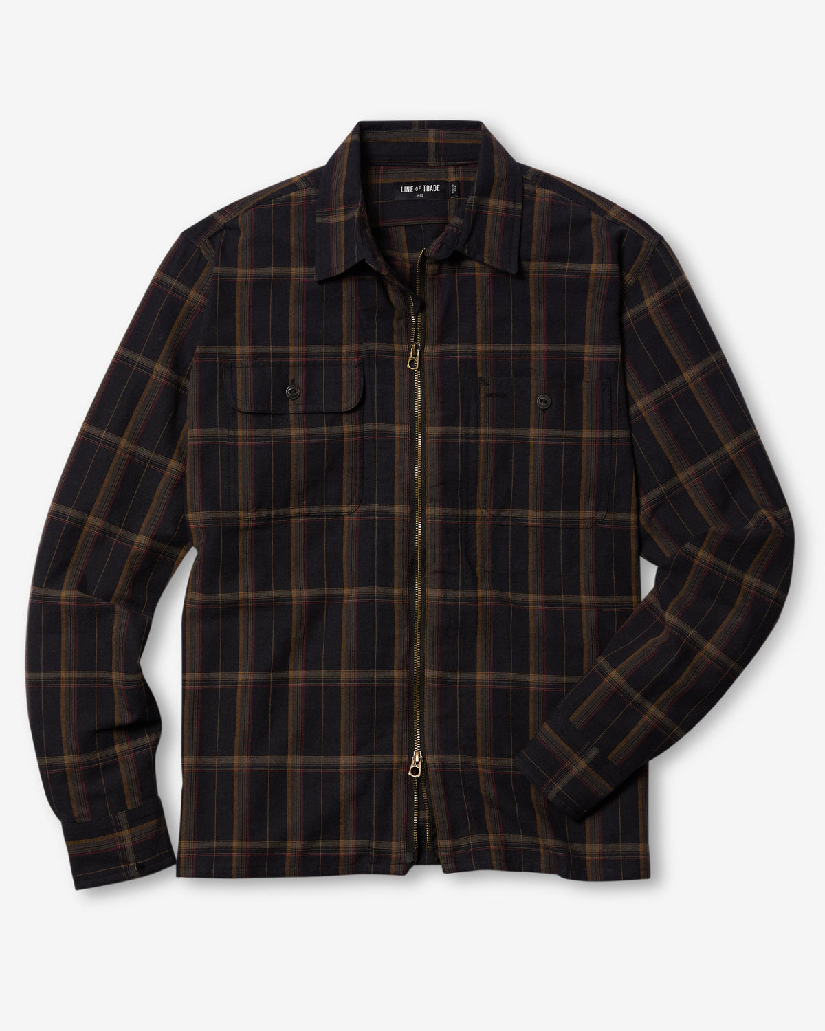 Brewer Zip Shirt Coal Plaid
