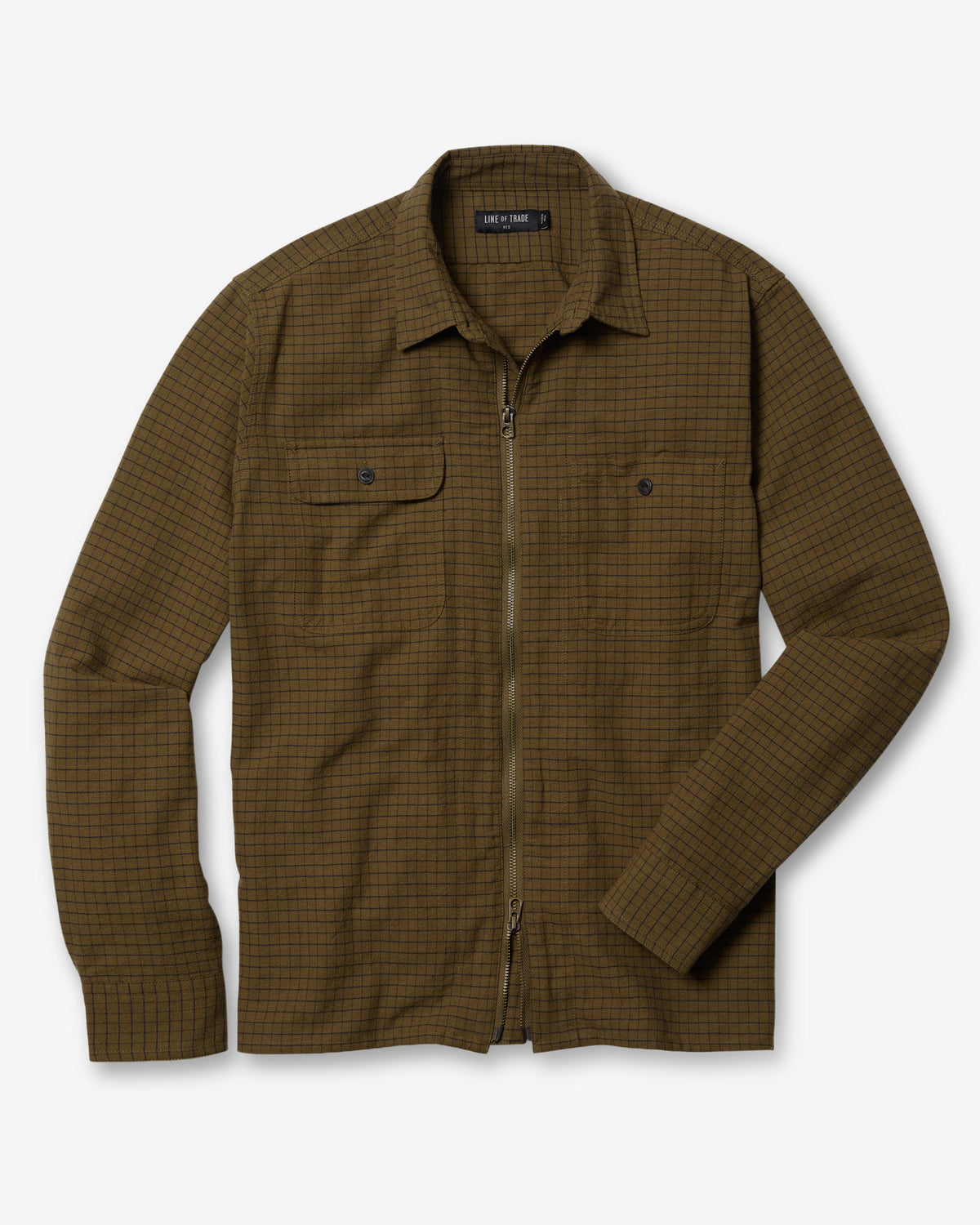 Brewer Zip Shirt Olive Grid