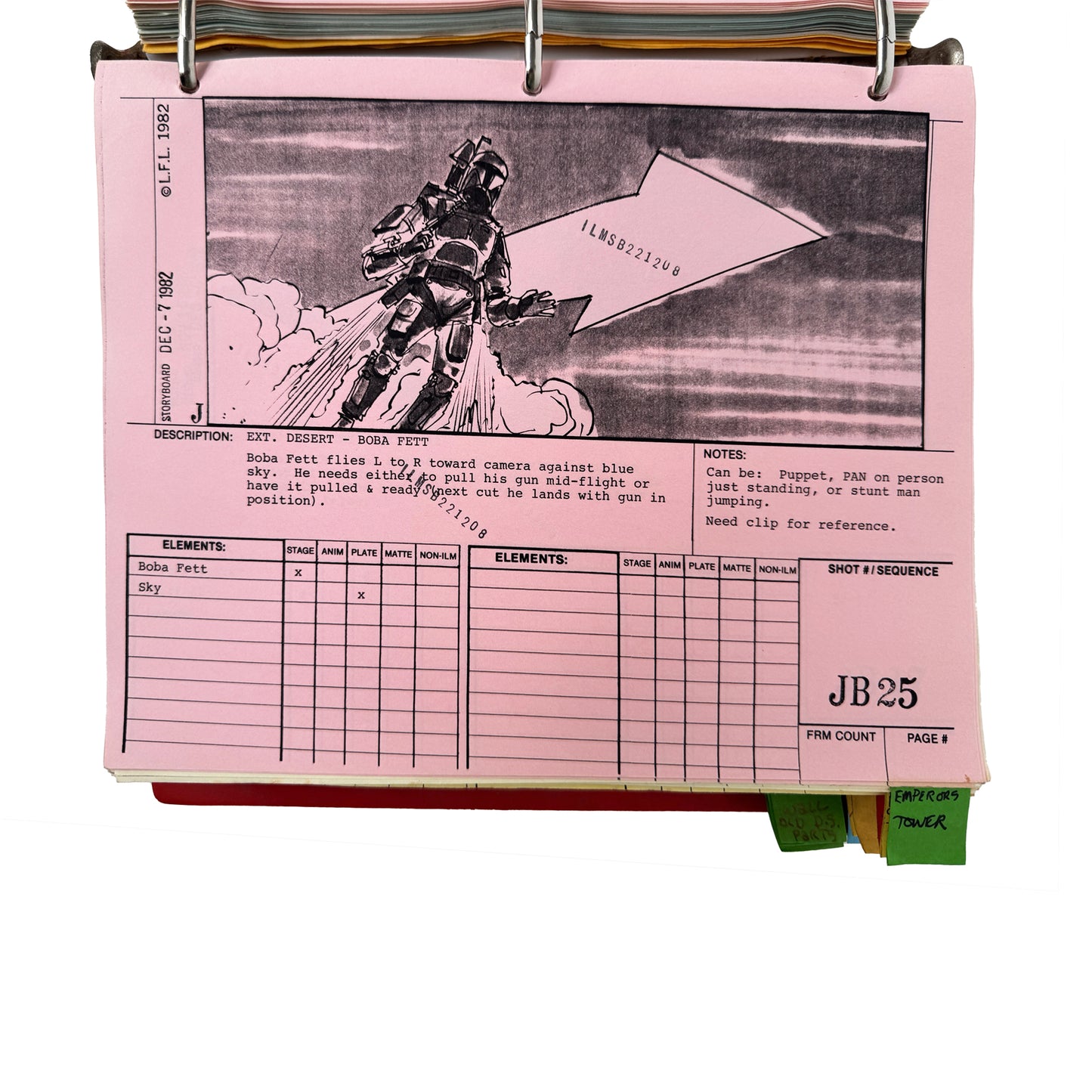 Lorne Peterson's Return of the Jedi Storyboard Binder