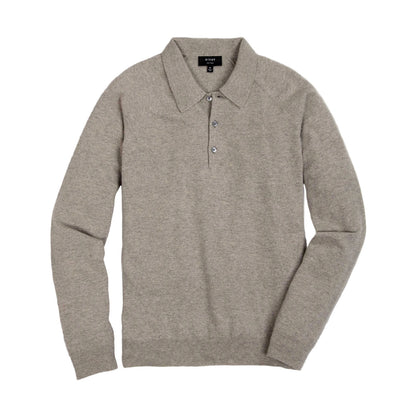 Rivay Luca Italian Wool Sweater Polo in Camel