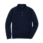Rivay Luca Italian Wool Sweater Polo in Navy - Navy