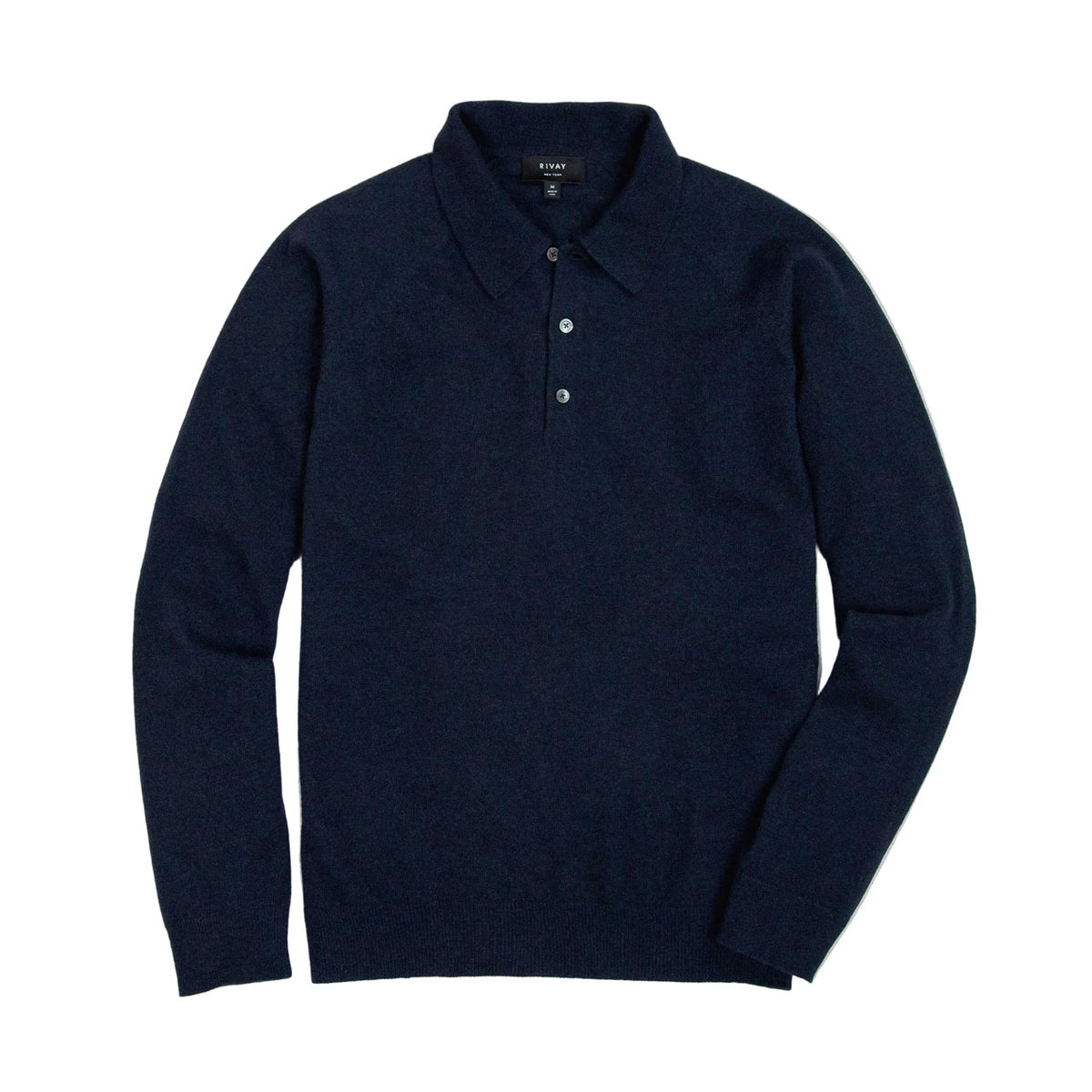 Rivay Luca Italian Wool Sweater Polo in Navy Navy
