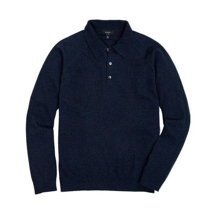 Rivay Luca Italian Wool Sweater Polo in Navy Navy