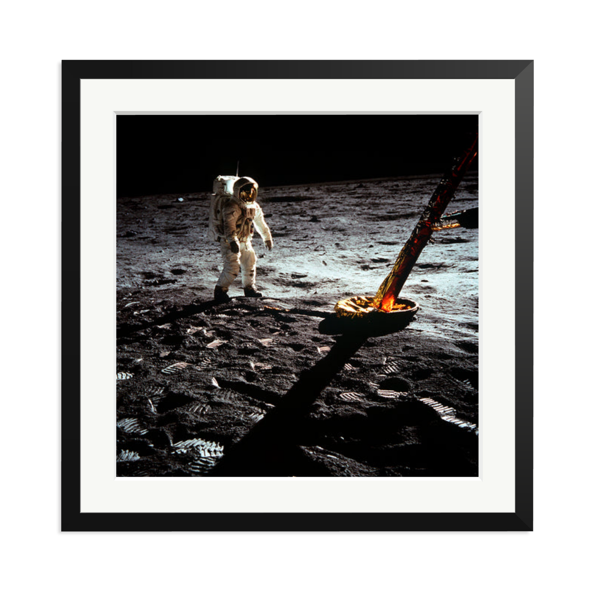 Buzz Aldrin On The Moon Framed Print Black XL