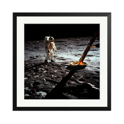 Buzz Aldrin On The Moon Framed Print Black XL