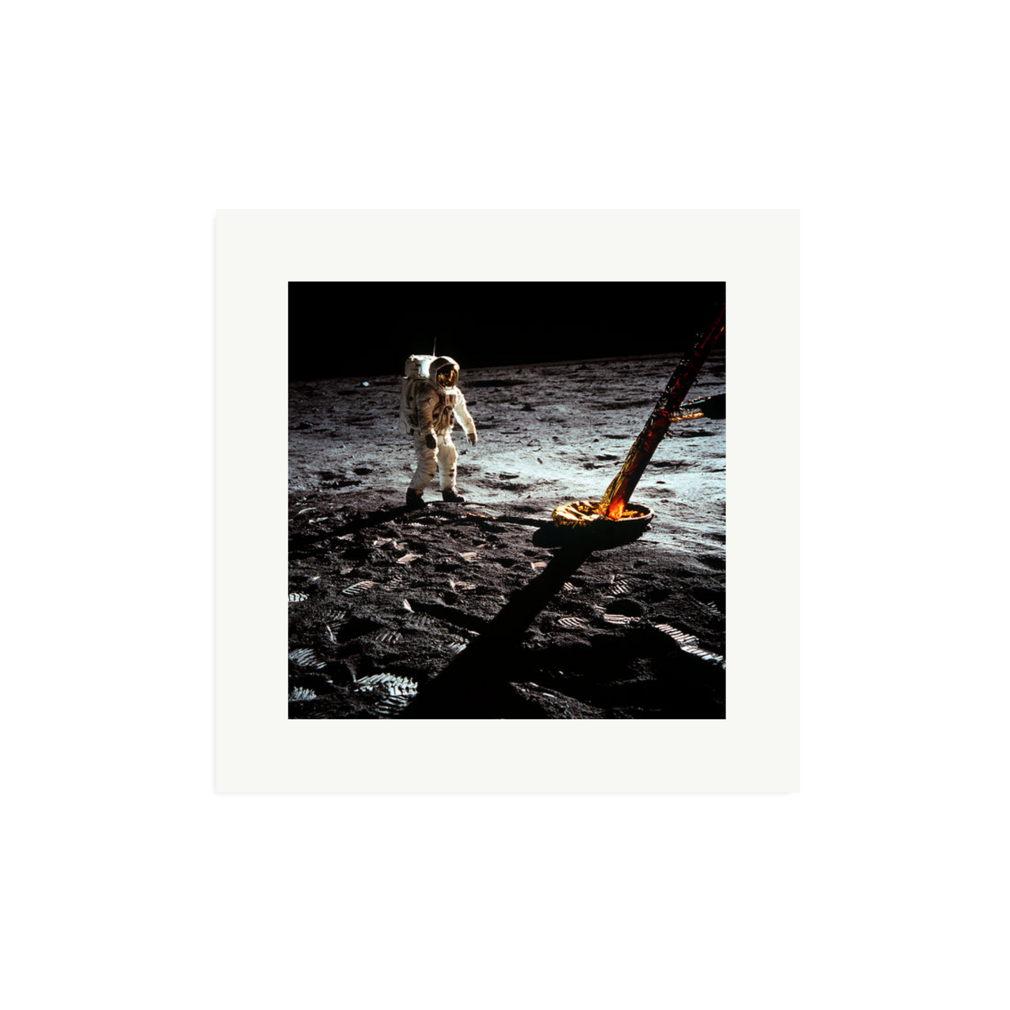 Buzz Aldrin On The Moon Framed Print Print Only Medium