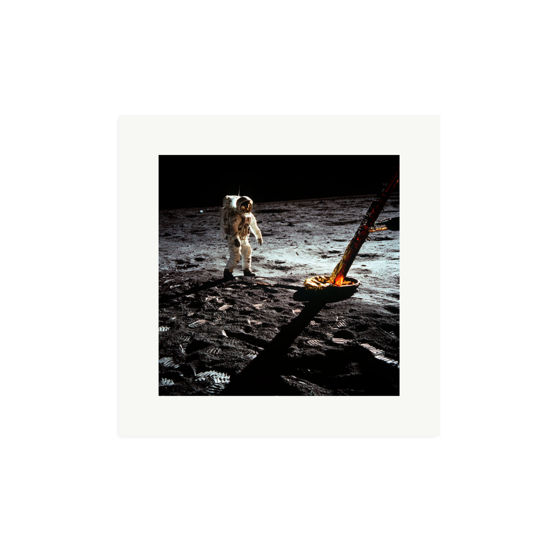 Buzz Aldrin On The Moon Framed Print Print Only Medium
