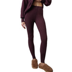 Lunya Cozy Cotton Silk Ribbed Leggings - Brandied Plum