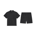 Lunya Men's Immersed Black Washable Silk Button Up Short Set - Immersed Black
