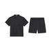 Lunya Men's Immersed Black Washable Silk Button Up Short Set - Immersed Black