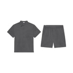 Lunya Men's Meditative Grey Washable Silk Button Up Short Set - Meditative Grey