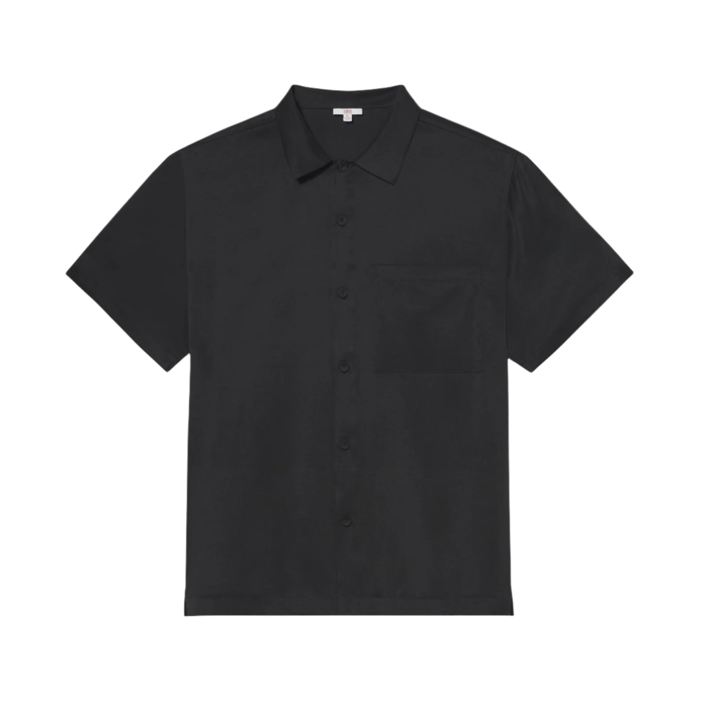 Lunya Men's Immersed Black Washable Silk Button Up Short Set