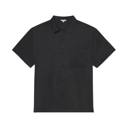 Lunya Men's Immersed Black Washable Silk Button Up Short Set
