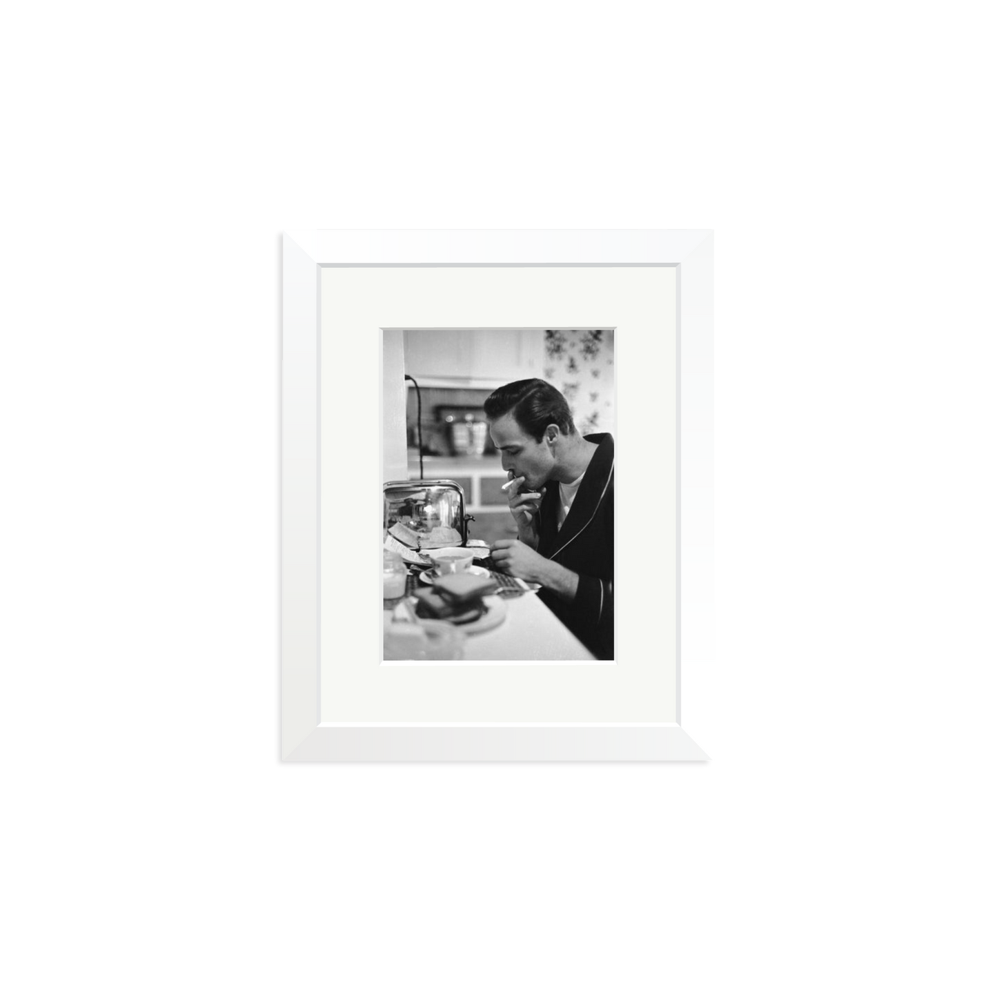 Marlon Brando Reading a Script Framed Print White Small