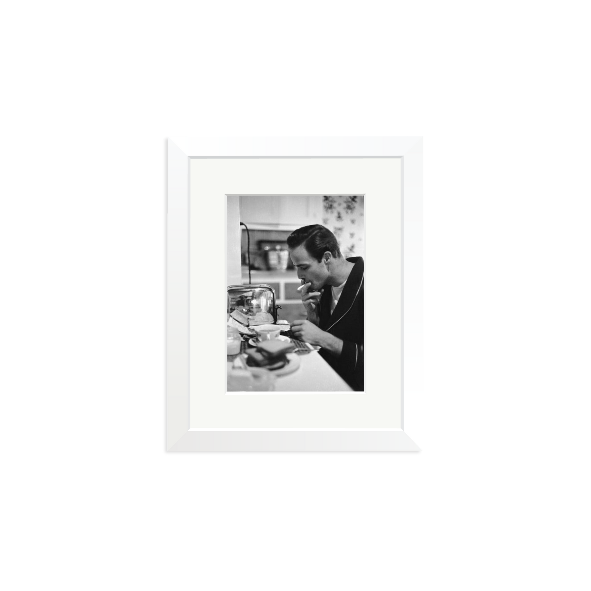 Marlon Brando Reading a Script Framed Print White Small
