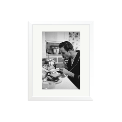 Marlon Brando Reading a Script Framed Print White Medium