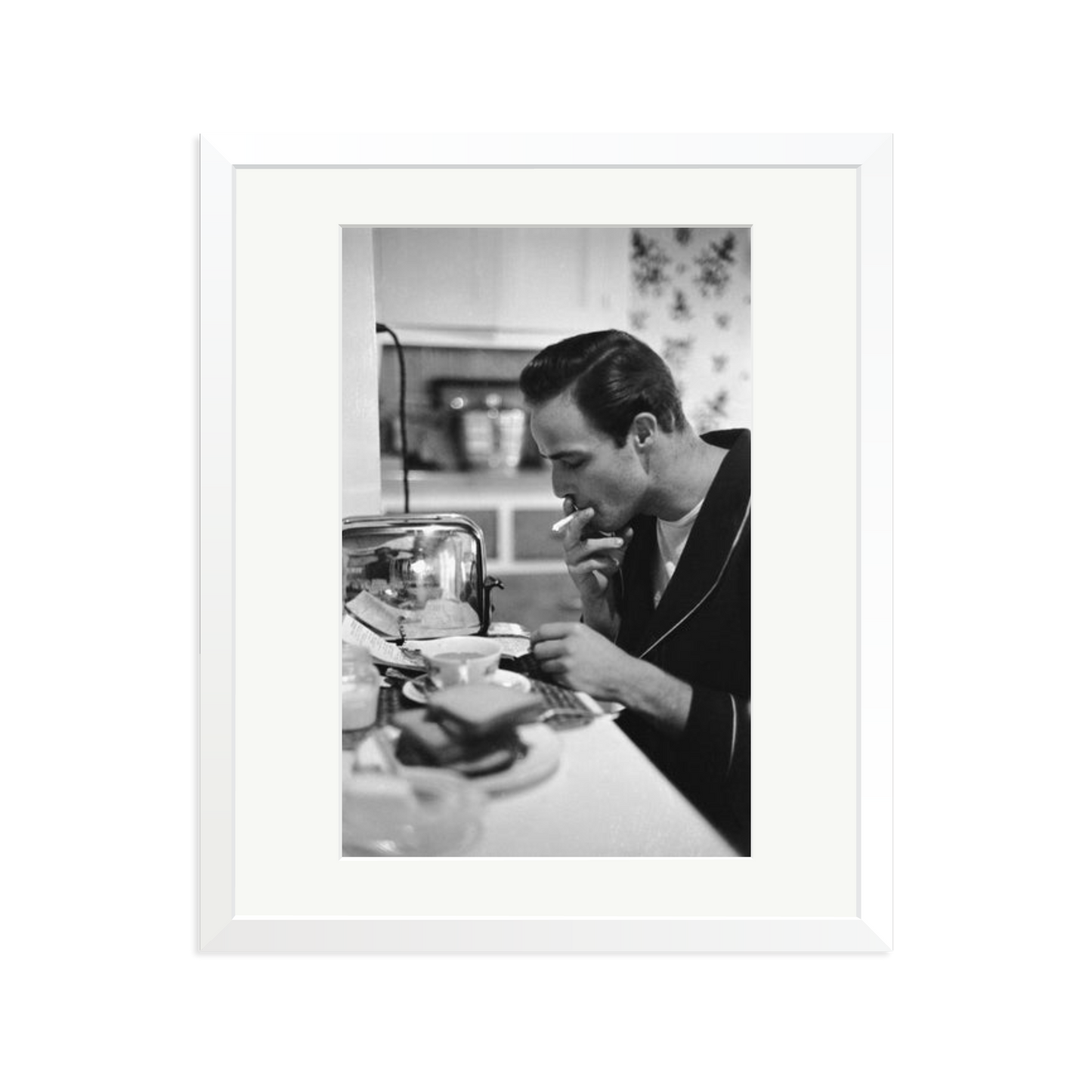 Marlon Brando Reading a Script Framed Print White Large