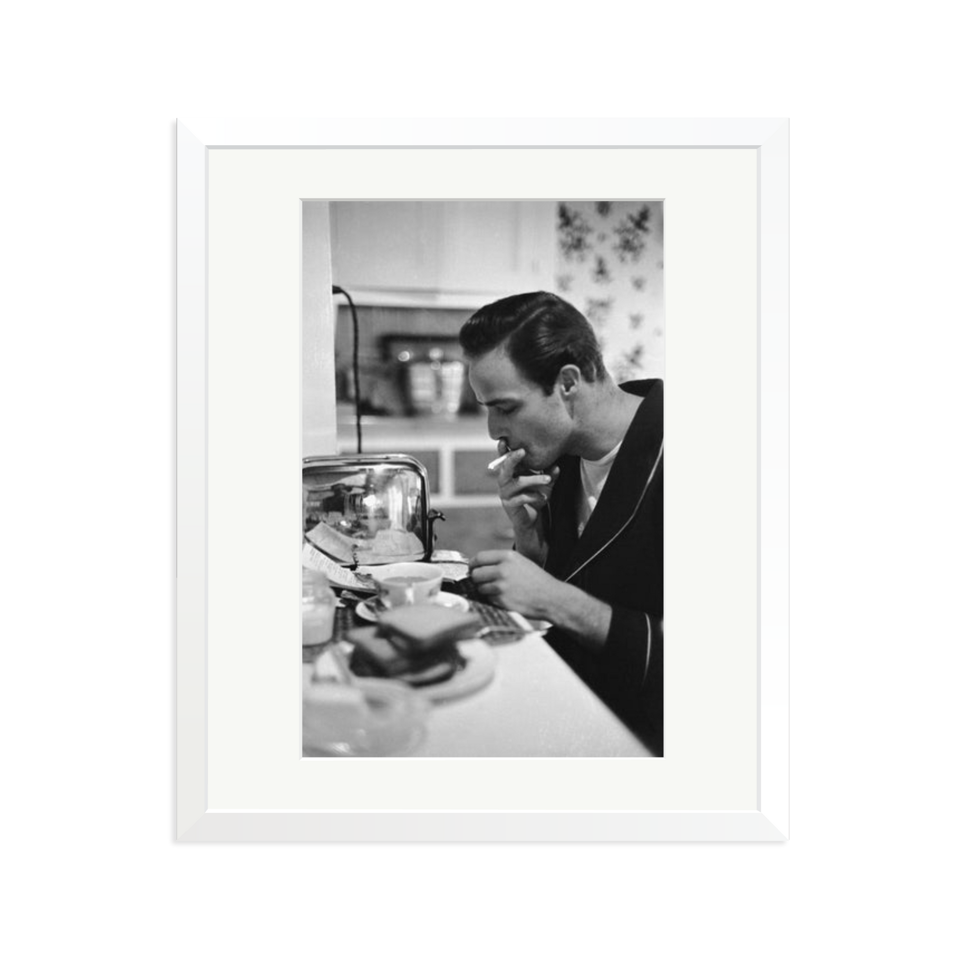 Marlon Brando Reading a Script Framed Print White Large