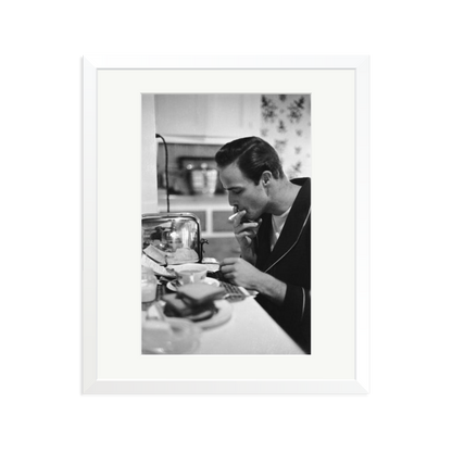 Marlon Brando Reading a Script Framed Print White Large