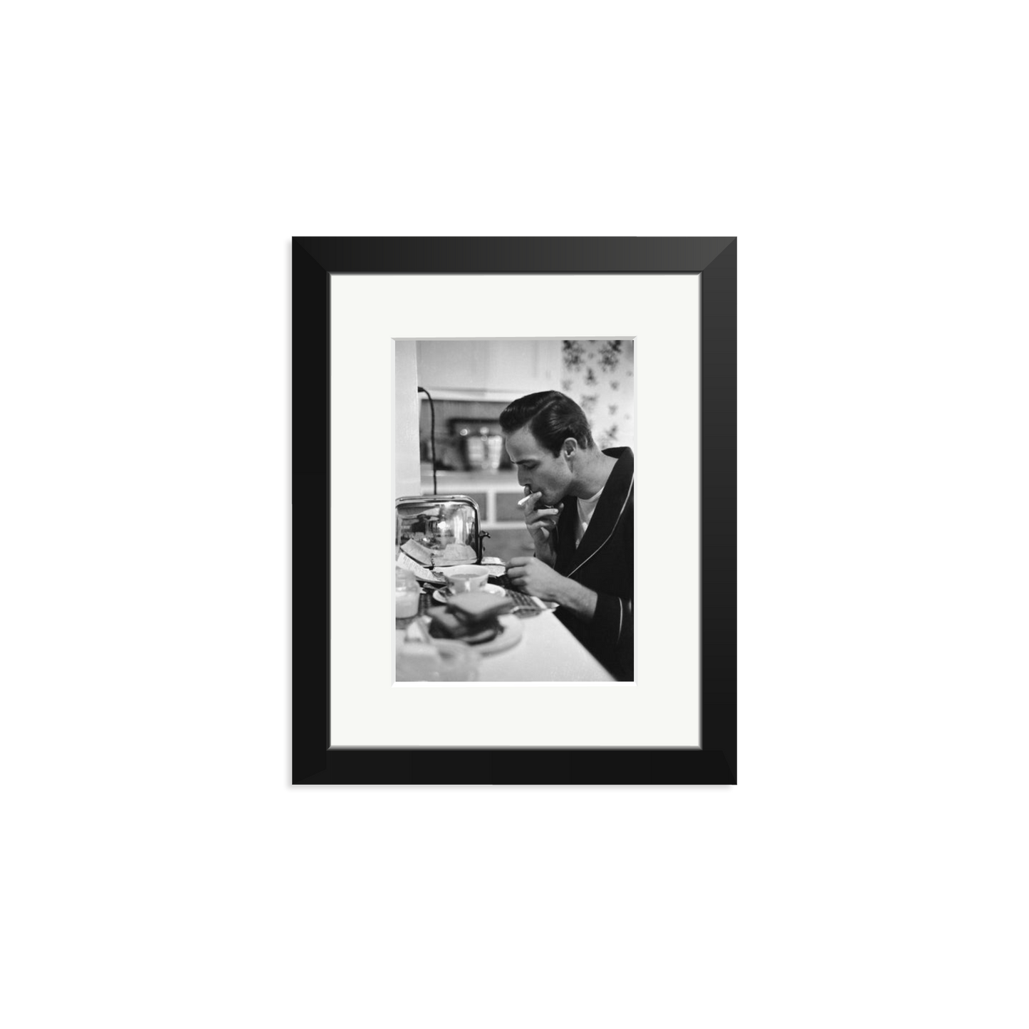 Marlon Brando Reading a Script Framed Print Black Small